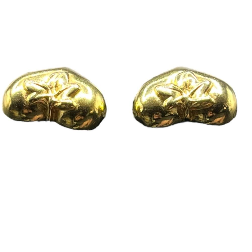 Givenchy Logo Gold tone HEART Shape Clip-On Earrings Vintage - Picture 7 of 8